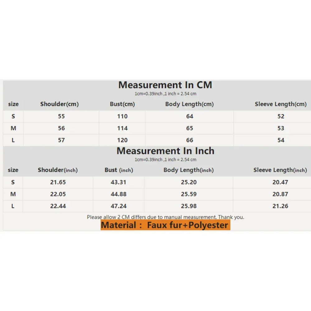 Faux Fur Jacket Women Fur Coat Warm Eco-friendly New in Winter Long Sleeve Female Office Lady Chic Faux Fluffy Fur Outerwear