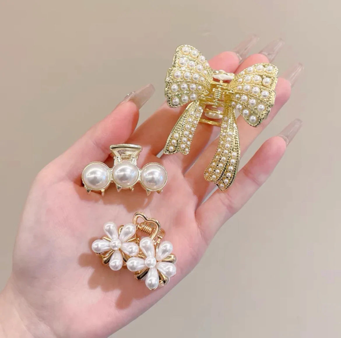 Mini Pearl Hair Claws Clips for Women Elegant Rhinestone Headwear Hairpins Hair Crab Barrettes Hair Accessories for Women 3pcs 13 One Size