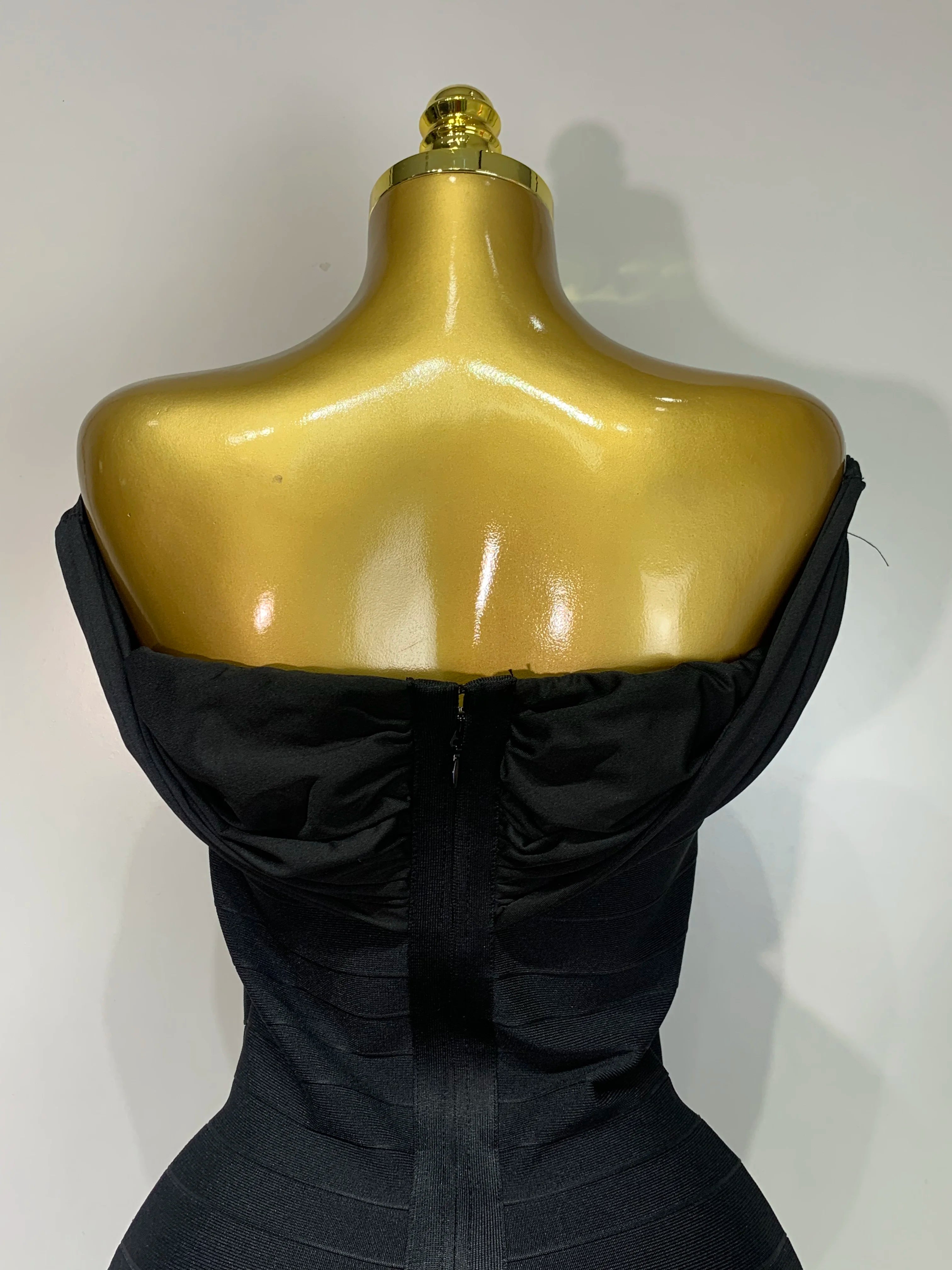 Fashion Sexy Strapless 2025 Black Off-shoulder Mini Bodycon Bandade Dress Celebrity Cocktail Party Luxury Birthday Club Dresses