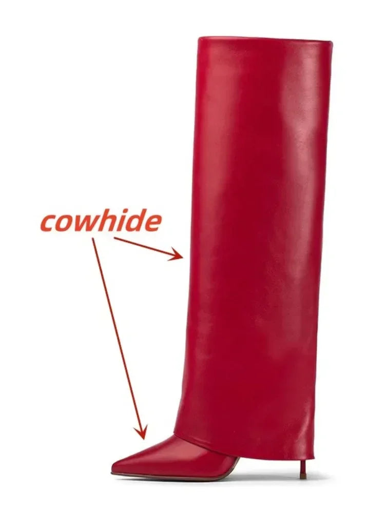 European and American Metal Lock Fasteners for High Tube Skirts, Boot Slopes, Leg Sleeves, Knee Length Boots, Platform Boots S76red cowhide