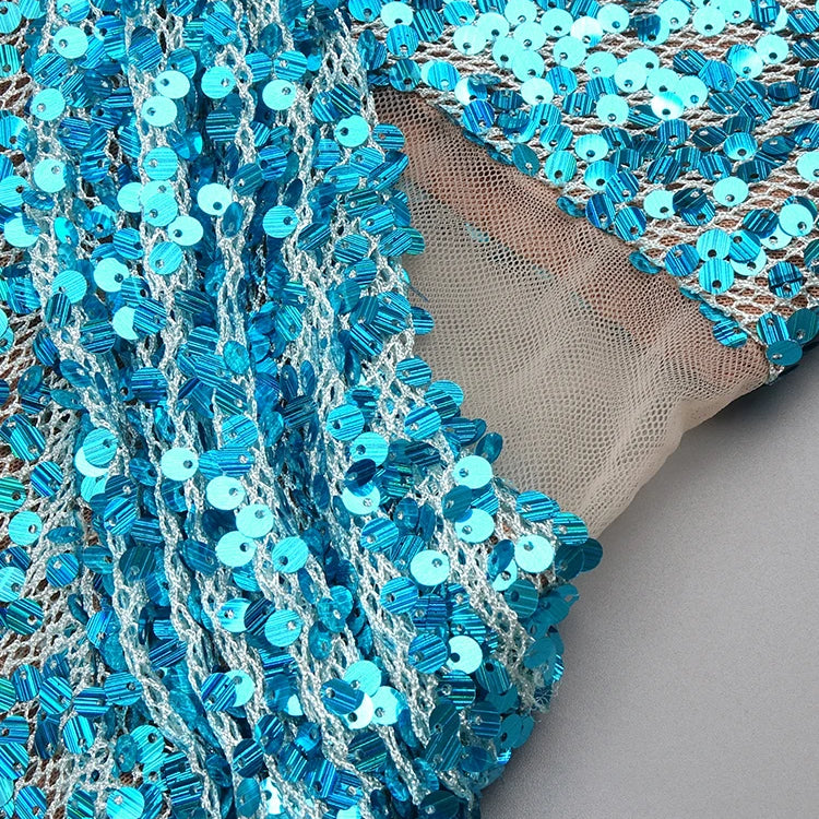 2024 Blue Long Mermaid Party Dress Sequins Beaded Deep V Neck Plunge Halter Cut out Bodycon Cocktail Party Evening Gowns