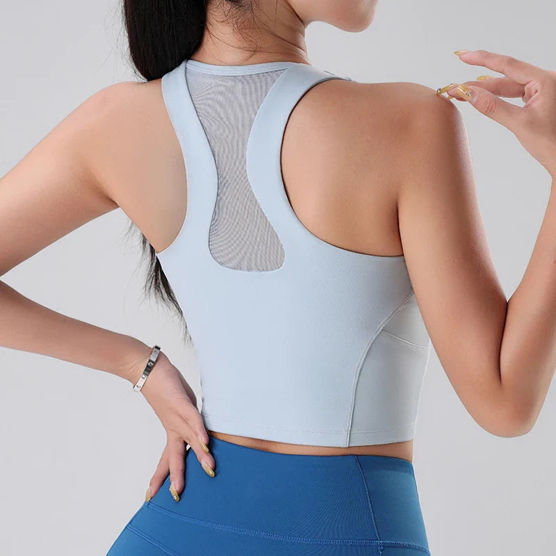 Autumn and winter women's sexy underwear fitness clothing yoga sports bra without steel ring comfortable tops ladies underwear Blue vest