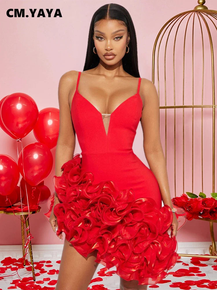 Women V-neck Strap Mult Ruffles Sleeveless Bodycon Mini Dress Sexy Evening Night Party Club irregular Vestidos Dresses