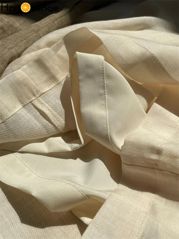 HanOrange Summer Lazy Linen Casual Knee Length Pants Women Loose Thin Anti-transparent A-line Profile Five Cents Trousers