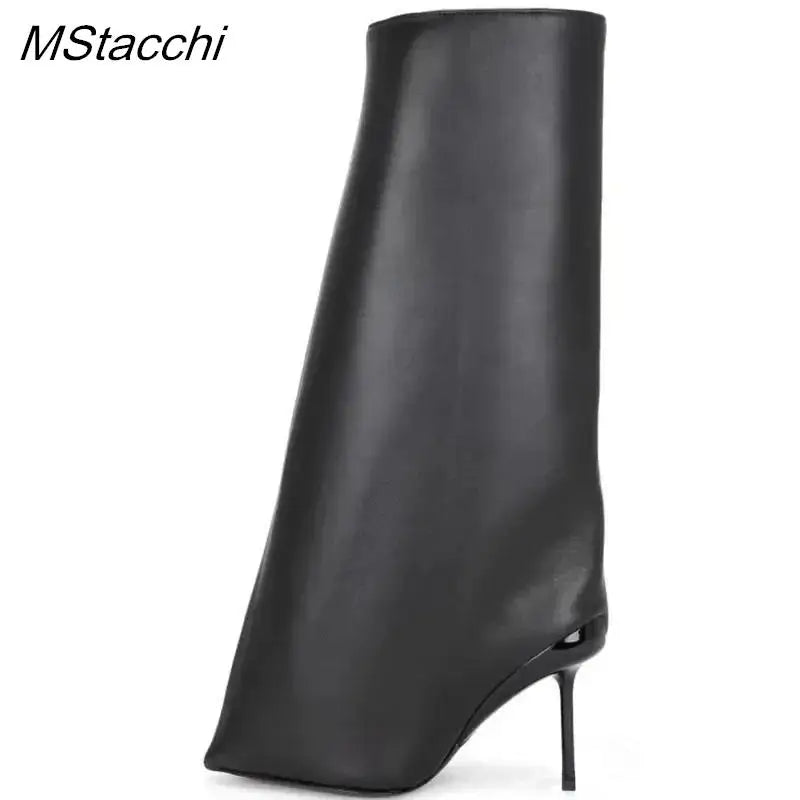 2025 Runway Women's Knee High Boots Fashion Walk Show Style Slim Heel Women Shoes Red High Heels British Style Botas De Mujer