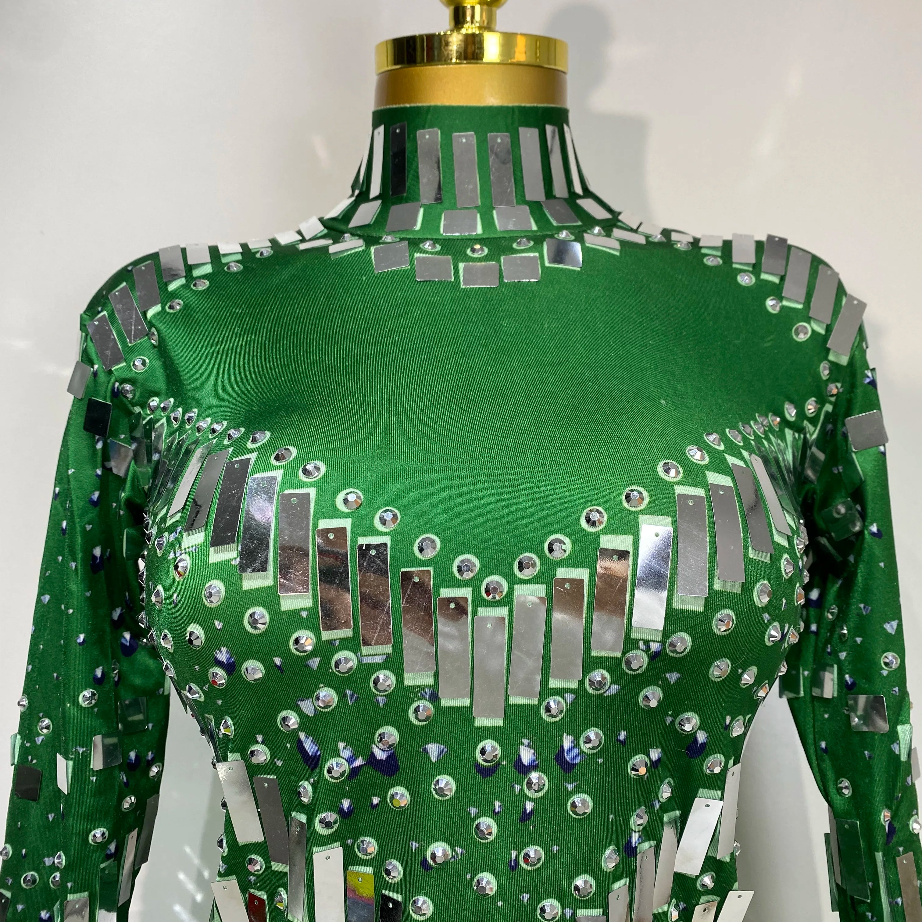 Women 2025 Sexy Elastic A-Line Dress Birthday Performance Costume Sparkly Sequin Nightclub Evening Party Hotwife Stage Outfit