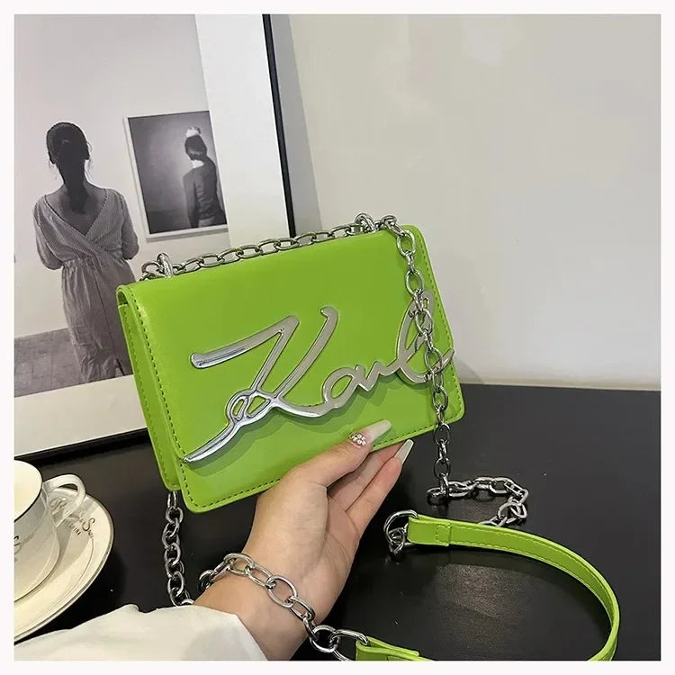Casual Shoulder Bags PU Leather Crossbody Bags for Women Retro Chain Purses and Handbags Luxury Designer Bags Portable Flap Bag green