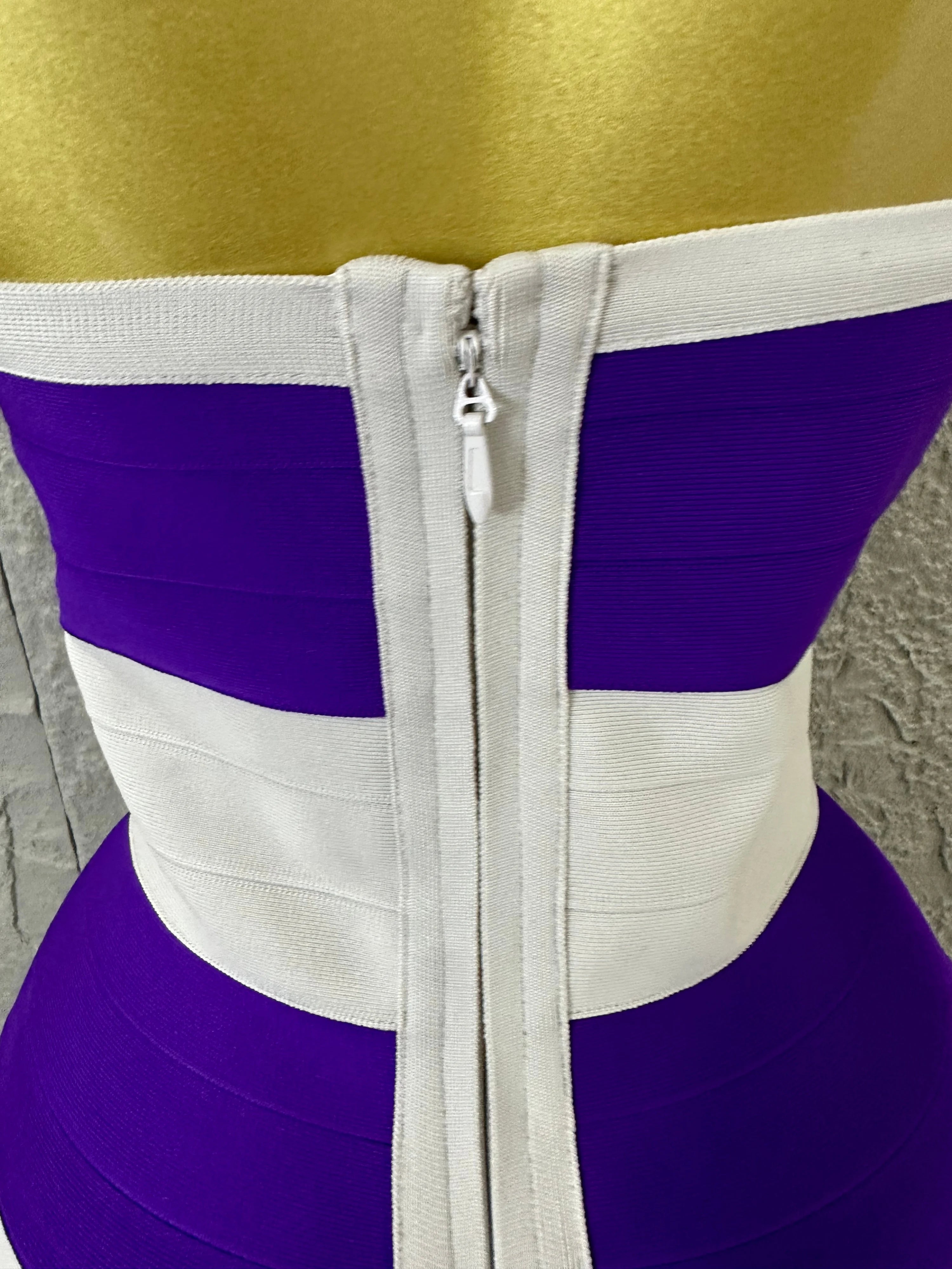Chic Purple White Striped Bandage Dress Women Sleeveless Sweetheart Neck Bodycon Formal Office Casual Event Wear