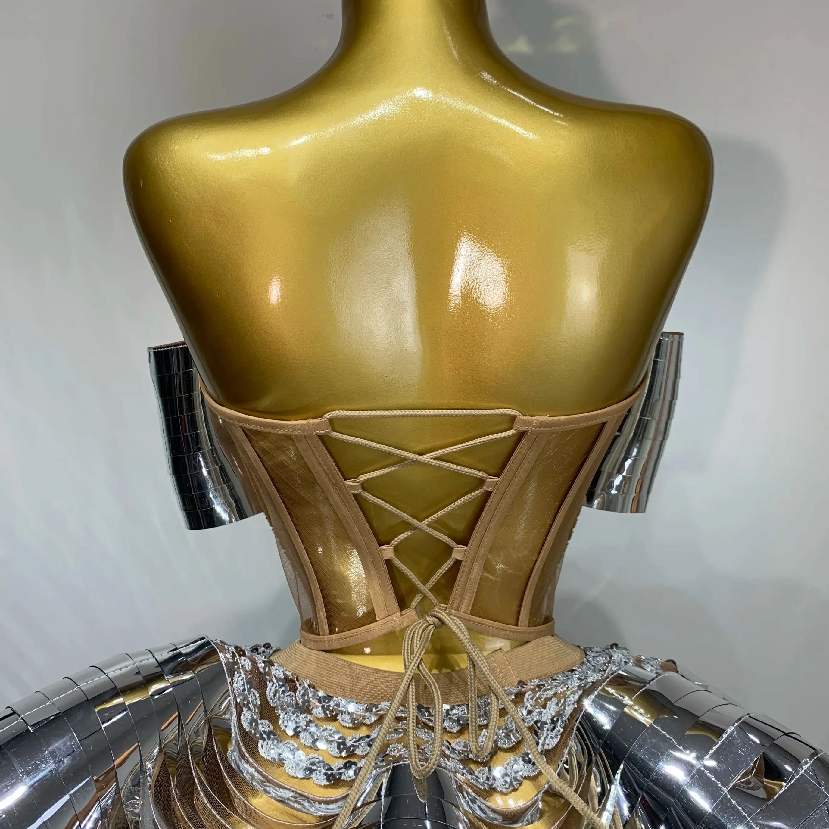 Women Stage Performance Costume Two Piece Set Silver Sequins Rhinestone Fancy Outfit Sexy Backless Shiny Birthday Party Dresses