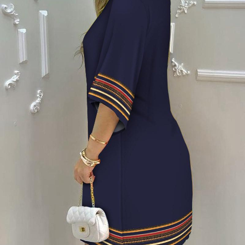 Women's Dress 2024 Summer Fashion Tropical Print Half Sleeve O-Neck Dresses Female Casual Party Beach Mini Loose Dress Vestidos