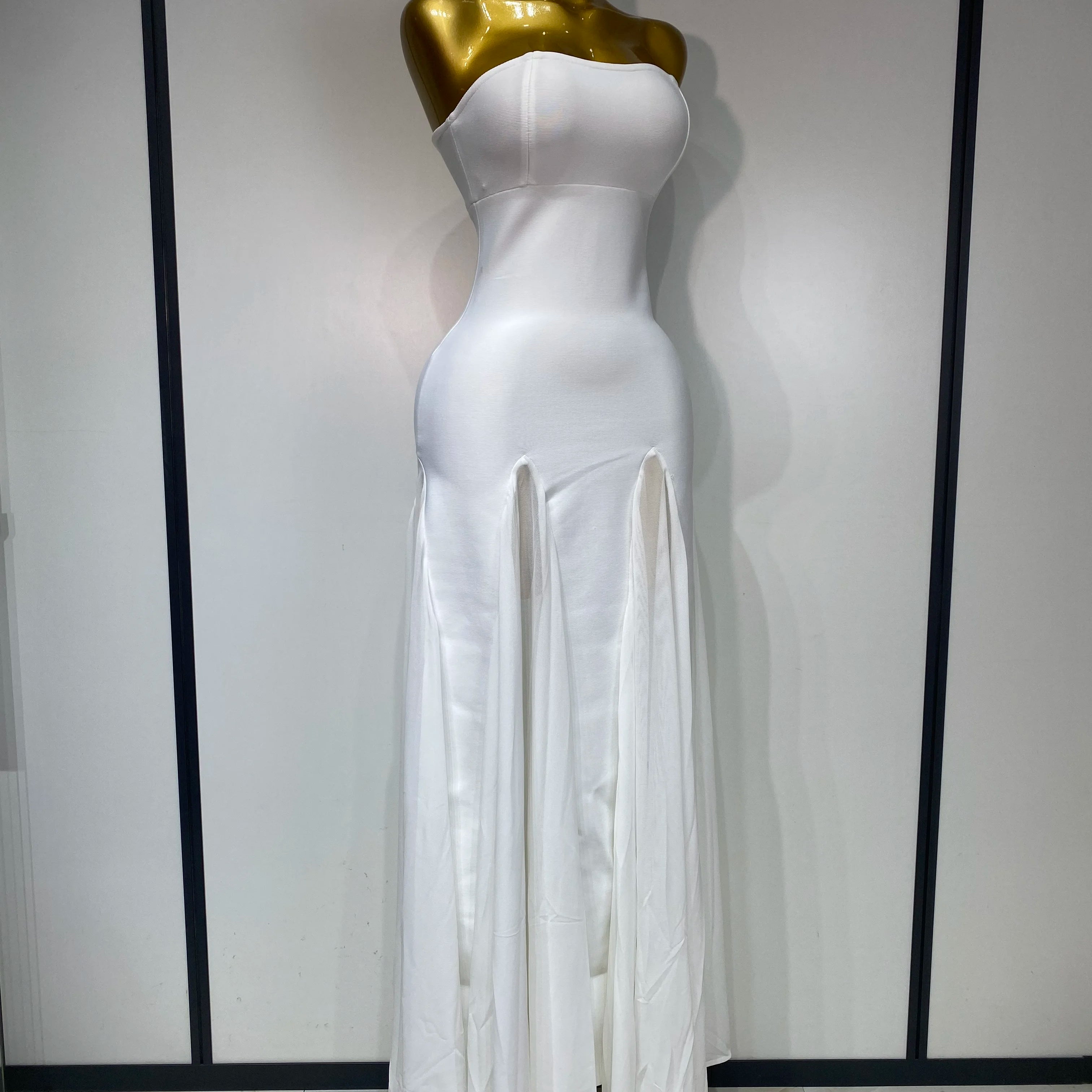 Women Sexy Backless Bodycon Bandage Dress Sleeveless Maxi Long Elegant Dresses 2025 Luxury Birthday Dress Club Party Outfit