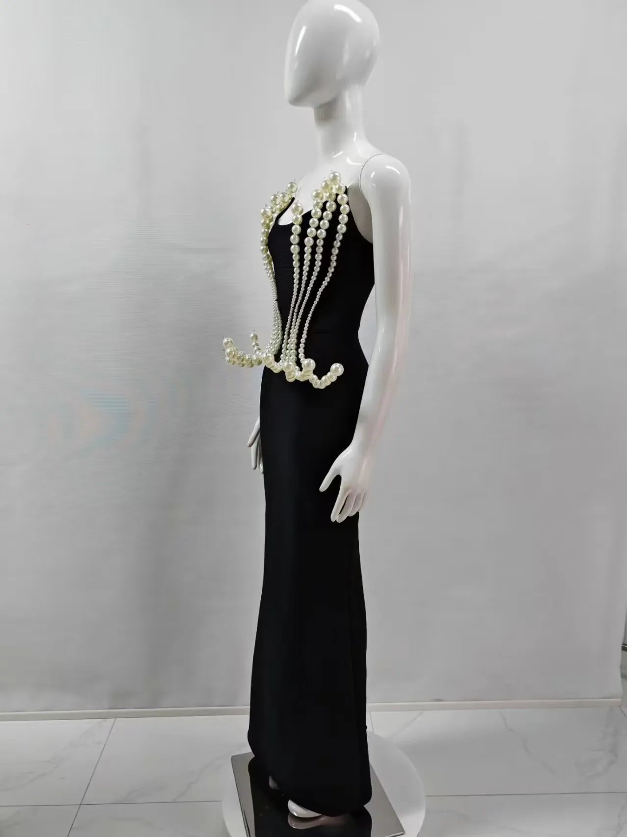 2025 New Spring Women Sexy Strapless Big Beading Bodycon Long Maxi Dress Fashion Celebrate Evening Party Birthday Dress Vestido