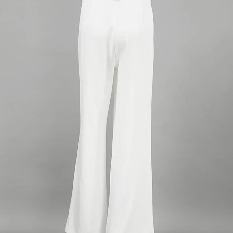 Mnealways18 White Satin High Waist Pants Elegant Women Floor-Length Pleated Trousers Casual Office Ladies Thin Baggy Pants 2024