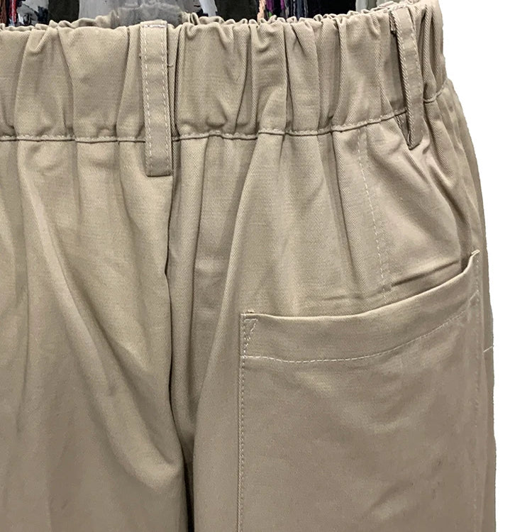 Lautaro Summer Autumn Baggy Khaki Wide Leg Shorts for Men Elastic Waist Loose Luxury Designer European Fashion Clothes 2025