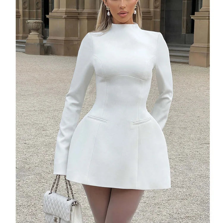 Articat Elegant Long Sleeved Bodycon Women Dress Sexy Slim Backless Mini Vestido Autumn And Winter New 2025 Party Evening Dress