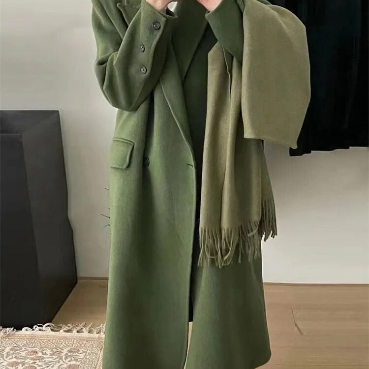 Winter Coats for Women 2024 Woolen Coat Long Single Breasted Womens Clothing Coats and Jackets Autumn Patchwork