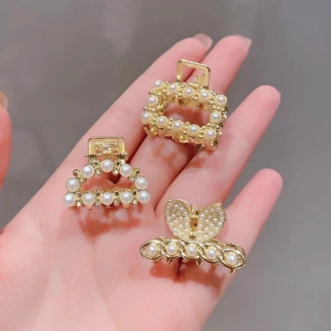 Mini Pearl Hair Claws Clips for Women Elegant Rhinestone Headwear Hairpins Hair Crab Barrettes Hair Accessories for Women 3pcs 8 One Size