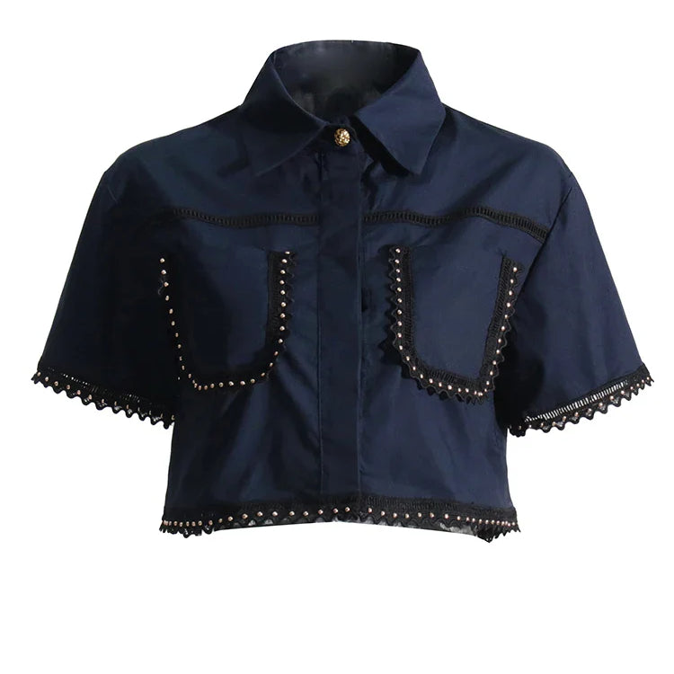 Solid Summer Two Piece Sets For Women Lapel Short Sleeve Tops High Waist A Line Skirt Slim Set Female Fashion New