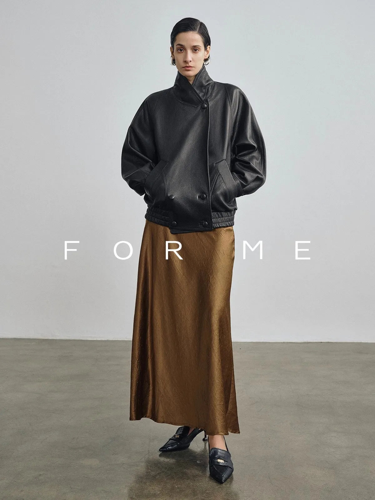 Lautaro Spring Autumn Cool Brown Pu Leather Jacket Women Long Sleeve Double Breasted Luxury Designer American Retro Clothing