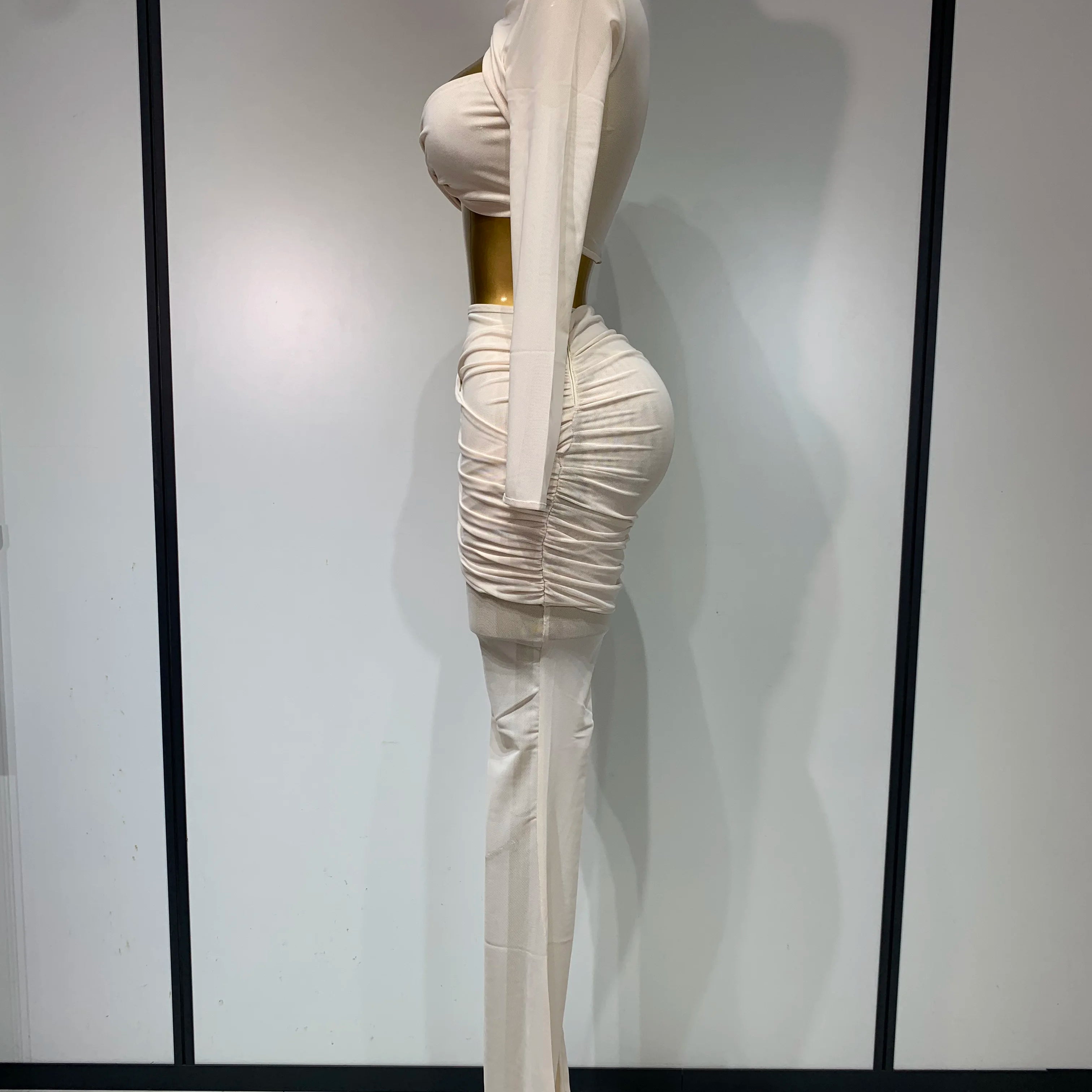 Women Sexy Mesh See Through Long sleeves Pant Sets Elegant Fashion Street Two Piece Set Club Birthday Evening Party Outfit