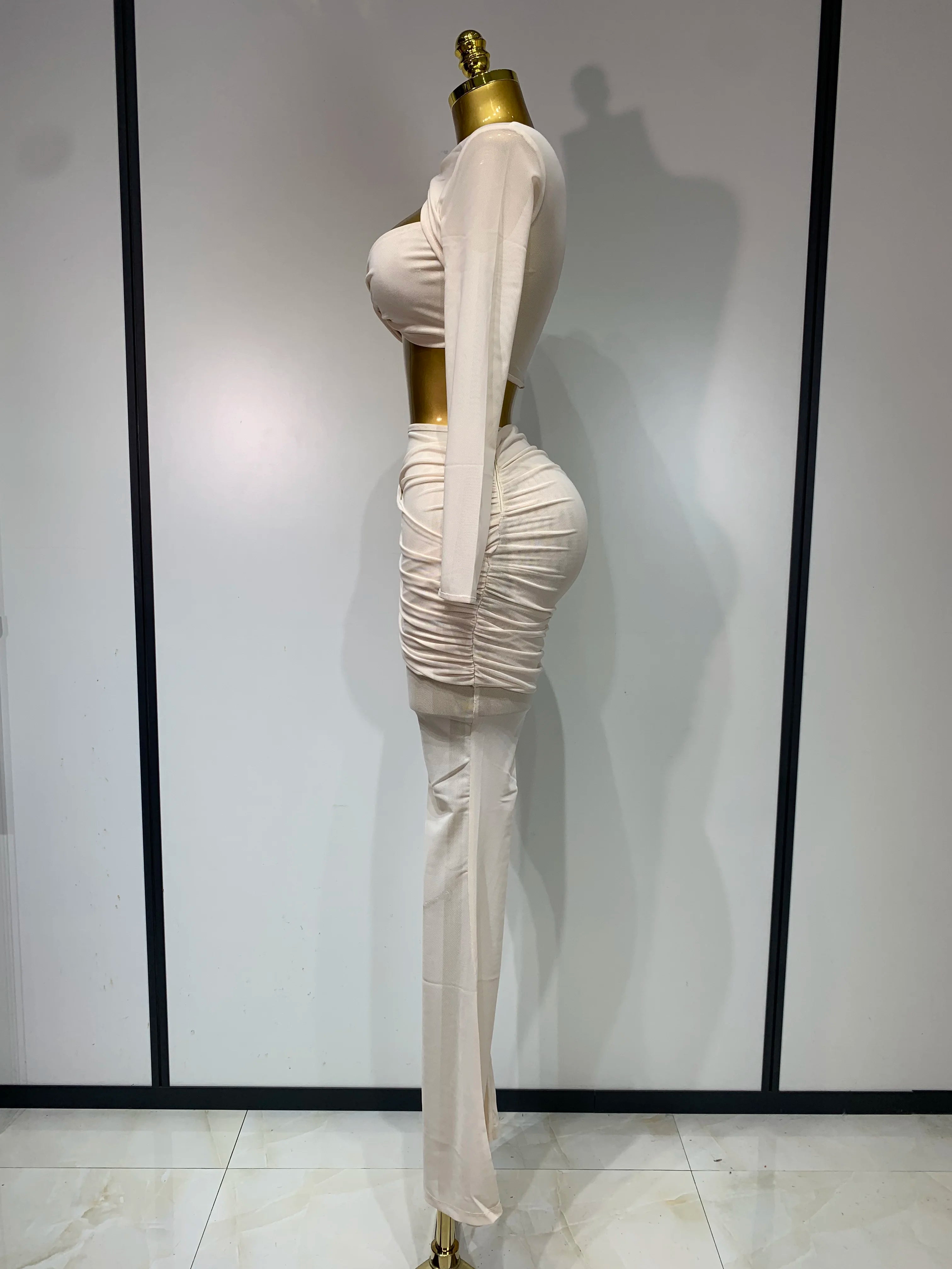 Women Sexy Mesh See Through Long sleeves Pant Sets Elegant Fashion Street Two Piece Set Club Birthday Evening Party Outfit