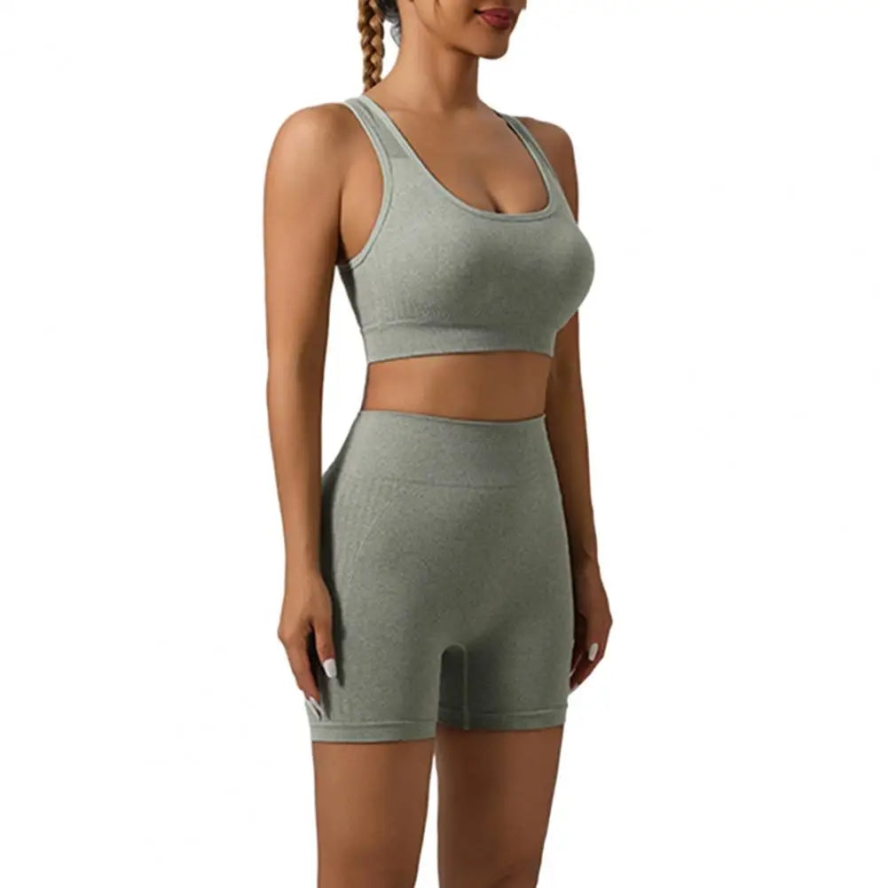 Women Sports Suit Yoga Outfit Exercise Set for Women High Waist Leggings Sports Bra Fitness Outfit for Gym Workout Yoga Bra Green