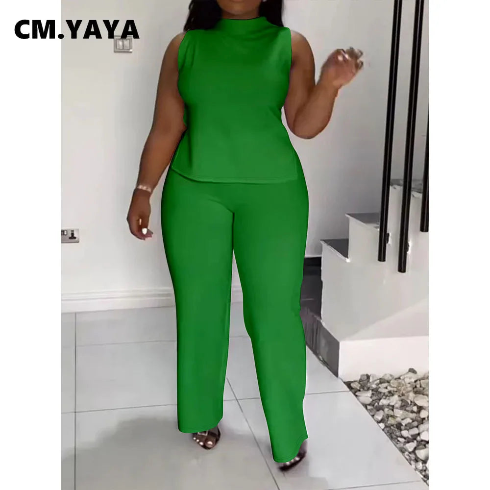 Plus Size Women's Set O-neck Sleeveless T-shirt Vest and Pants Suits Sweatsuit Two 2 Piece Set Outfit Street Tracksuit
