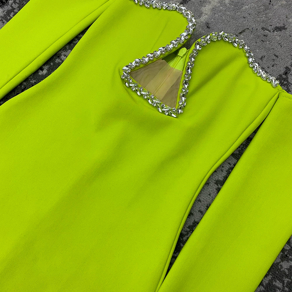 2023 Women Long Sleeve Sexy Off the Shoulder Shinning Crystal Bodycon Long Bandage Dress Elegant Evening Party Dress