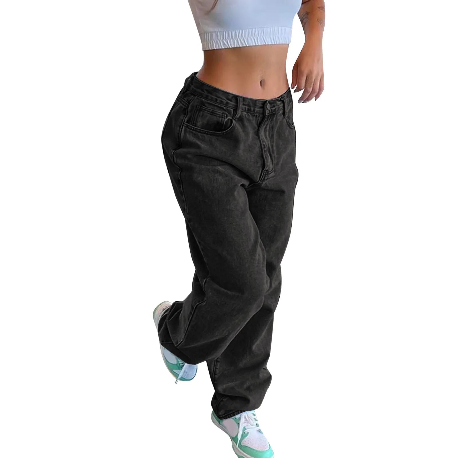 All Season Versatile Baggy Trousers Jeans Women's Fashion Y2K Low Waist Denim Pants Streetwear Casual Washed Jeans With Pockets