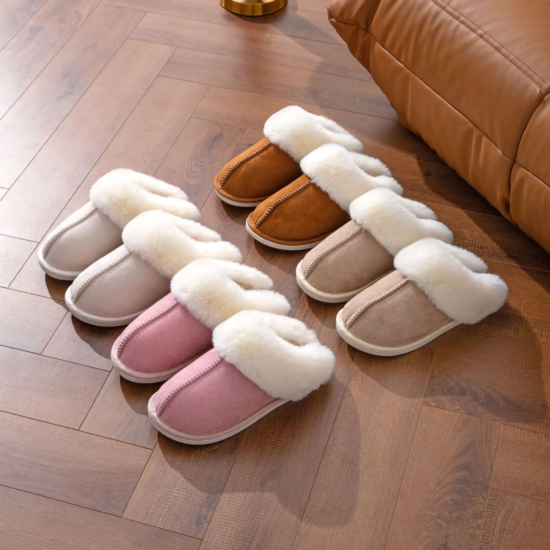 Plush Warm Home Flat Slippers Lightweight Soft Comfortable Winter Slippers Women's Cotton Shoes Indoor Plush Slippers
