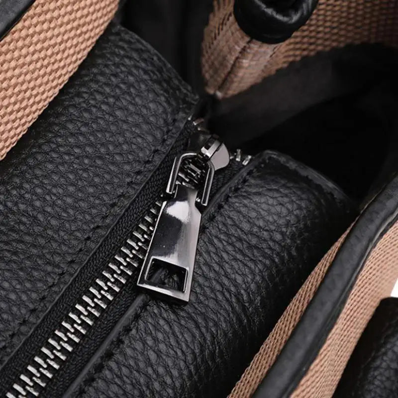 Black Female Bag Designer Luxury Handbags Plaid Printed Women Hand Bag Wide Strap Canvas Pu Leather Shoulder Bag Lady Purse