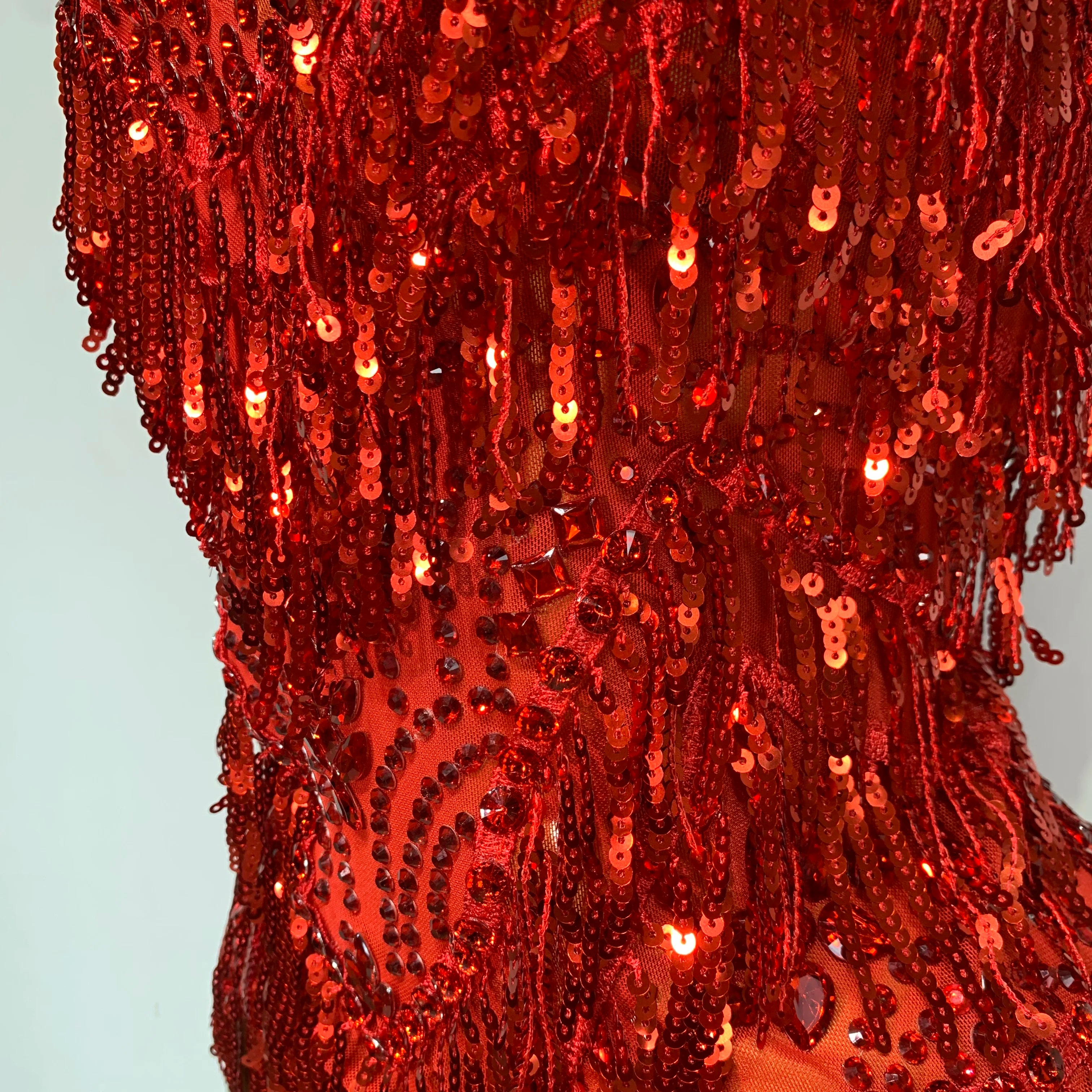 Sparkly Rhinestone Tassel Sexy Backless Mesh Bodysuit Women Luxury Birthday Party Nightclub Bar Dencer Stage performance Costume