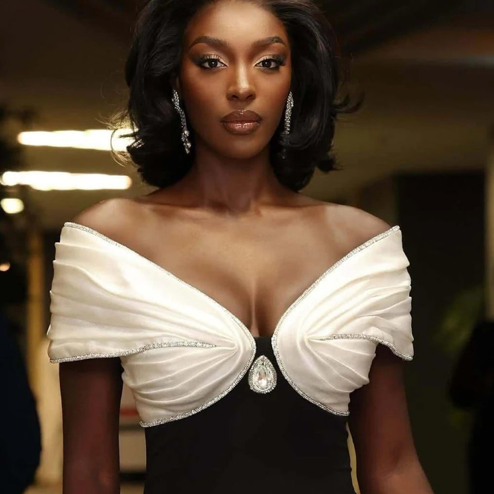 2025 Women Sexy Diamond Contrast Color Bandage Dress Off The Shoulder Patchwork Bodycon Clothes Club Party Elegant Dresses