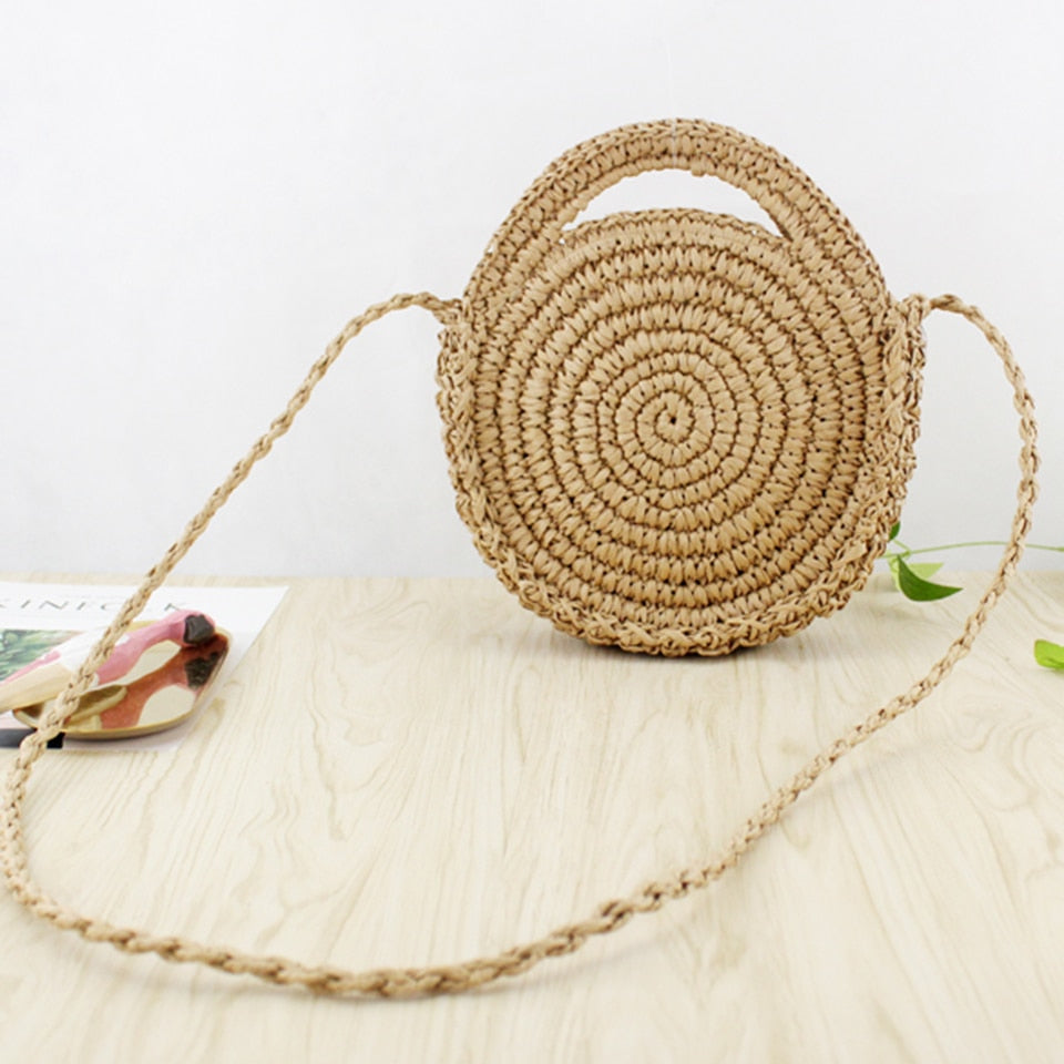 Summer Straw Handbag Wooden Handle Large Capacity Paper Rope Woven Straw Bag 2024 New Fashion Summer Vacation Travel Beach Bag brown10
