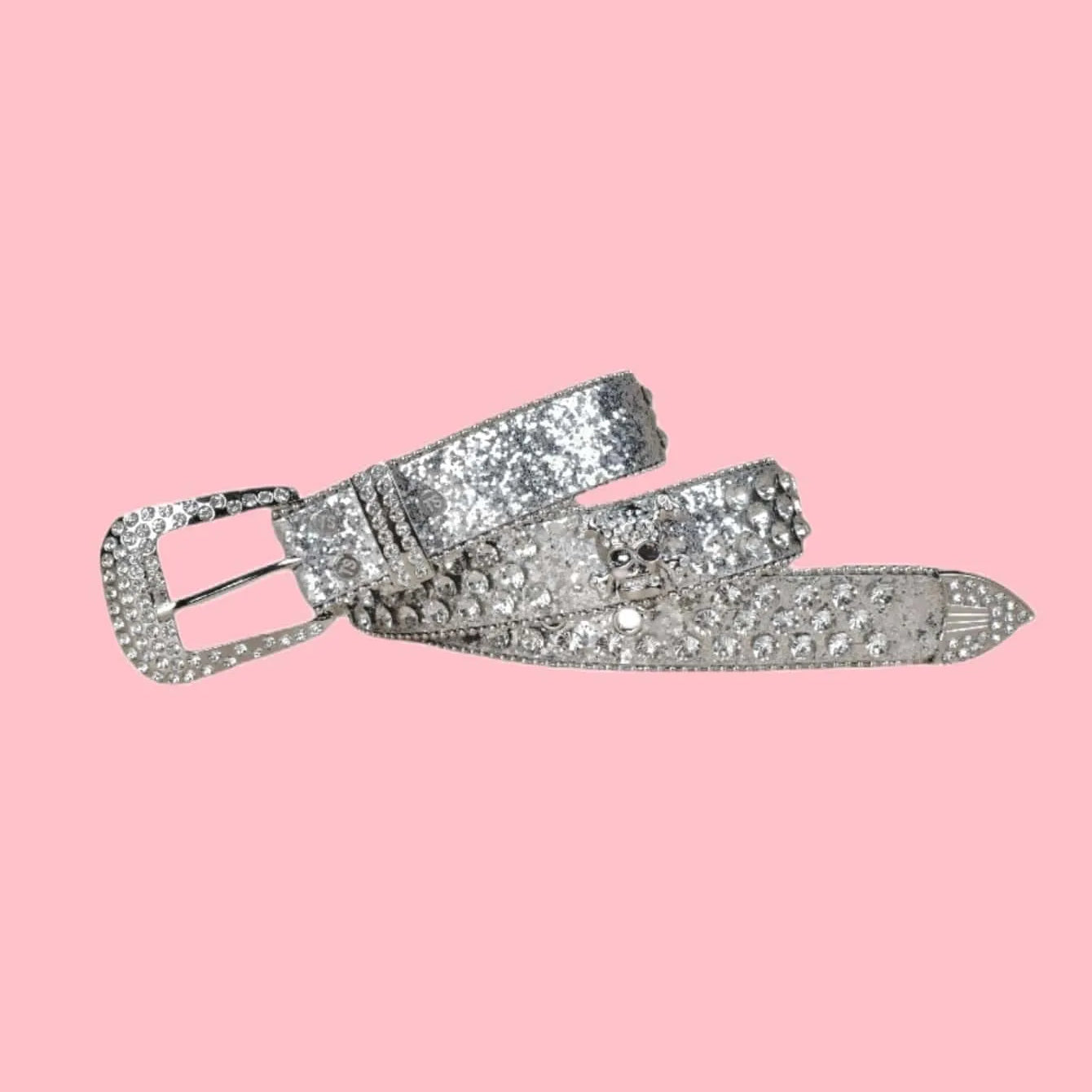 Rhinestone Decor Belt Silver 100CM