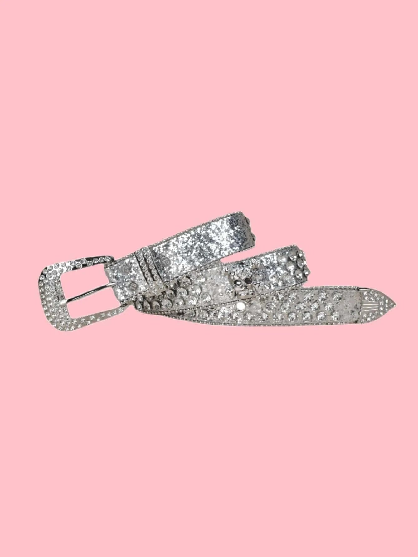 Rhinestone Decor Belt Silver 100CM