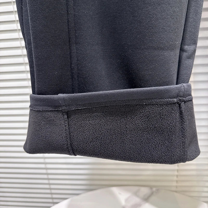 Winter New Fashion Frayed Denim Skirt Patchwork Design Fleece Lined Scimitar Pants For Women Casual Pant 11A07715