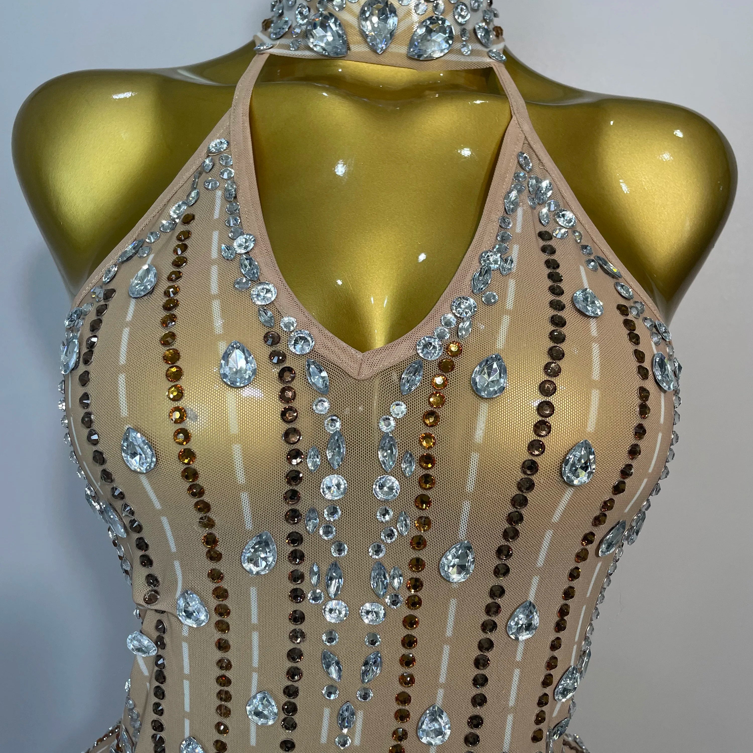 Sparkly Sexy Crystal Floor-Length Feathers Maxi Dress 2025 Elegant Evening Party Birthday Performance Prom Dance Stage Costume