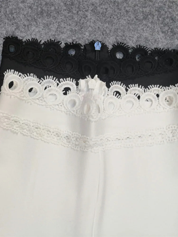 Women Winter Style Sexy Long Sleeve Flare Black White Two Pieces Bandage Set 2022 Celebrity Designer Fashion Party Women's Set