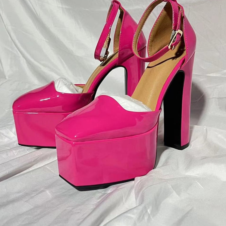 Spring and Summer New Women's High Heels Patent Leather Wedding Shoes Luxury Sexy Paris Fashion Banquet rose red