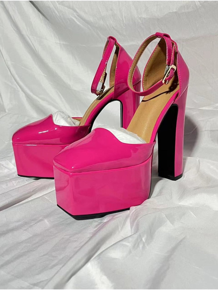 Spring and Summer New Women's High Heels Patent Leather Wedding Shoes Luxury Sexy Paris Fashion Banquet rose red