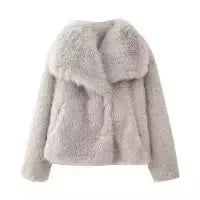 Women's Artificial Fur Coat Winter New Style Collar Stand up Windproof Effect Cross-Border Fashion Outerwear 4360240