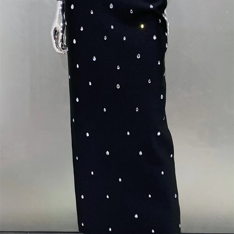 Luxury Diamonds Sexy Square Collar Package Hips Bandage Dress Fashion Woman Evening dress Celebrity Cocktail Party Outfit