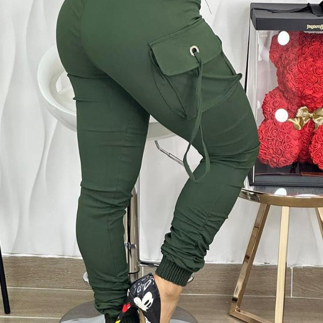 Women's Pants 2024 Spring Fashion Band Decor Pocket Design Cargo Casual Plain Daily Long Cargo Pants Y2K Streetwear