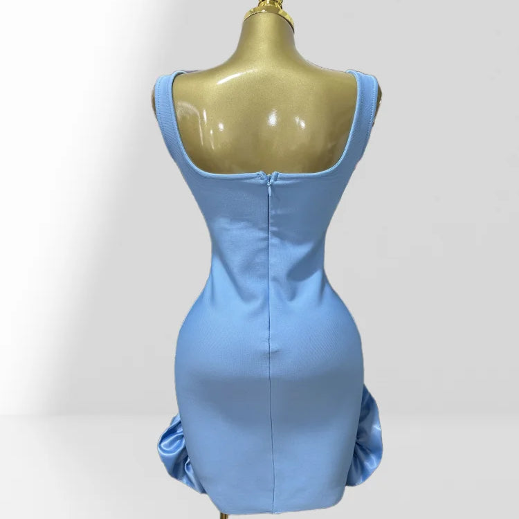 2025 Summer Shining Diamonds Sleeveless Sexy Bodycon Mini Bandage Dress Ruffles Celebrate Evening Party Birthday Outfit Vestido