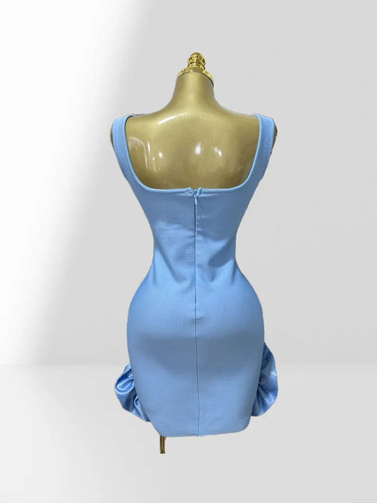 2025 Summer Shining Diamonds Sleeveless Sexy Bodycon Mini Bandage Dress Ruffles Celebrate Evening Party Birthday Outfit Vestido