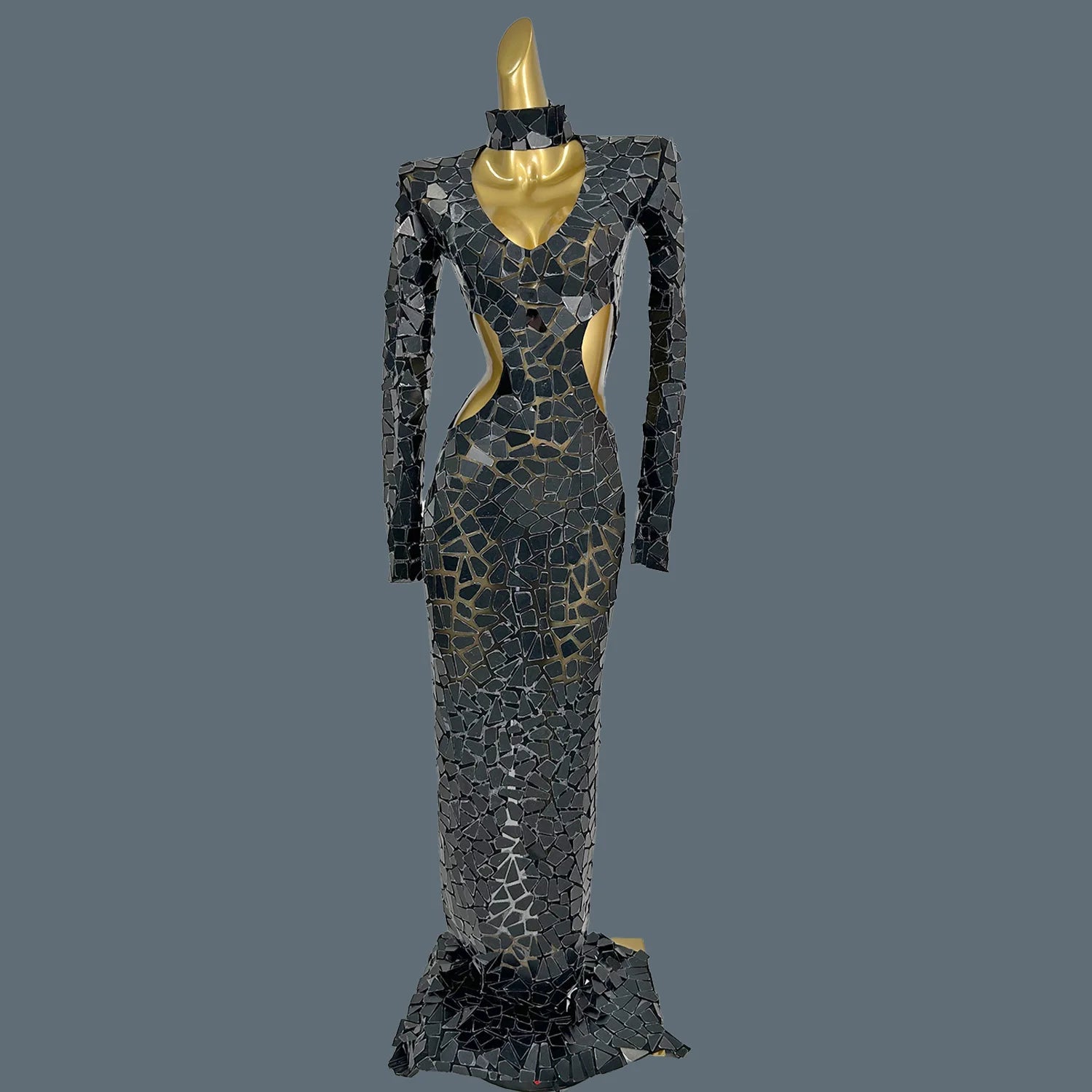 Black Sequins Elegant Long Dress Mesh Dress Cocktail Birthday Queen Maxi Dress Party Photograph Wear Sexy Evening Gown Heifuren black