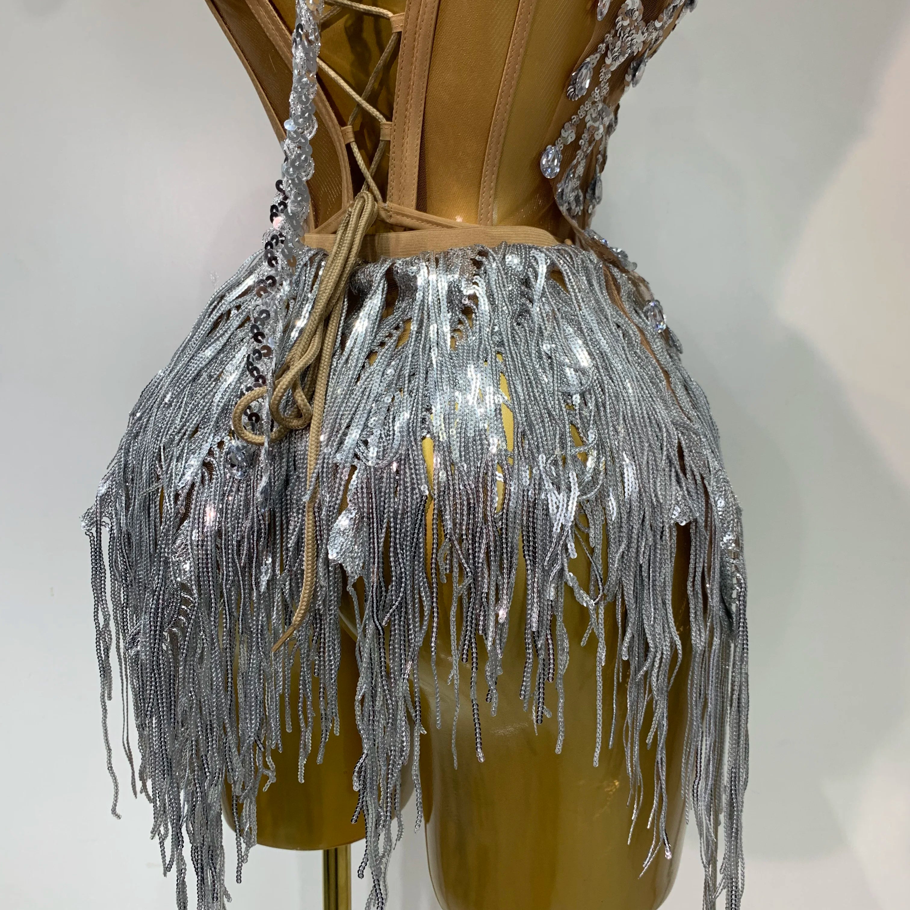 Women Sexy Sequins Rhinestone Glitter Two Pieces Sets 2025 Luxury Birthday Evening Party Nightclub Hotwife Singer Stage Outfit