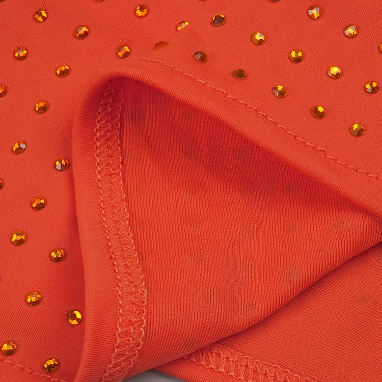 Orange Halter Sleeveless Cut Out Log Dress Diamonds Maxi Bodycon Elegant Party Evening Stage Performance Vestido