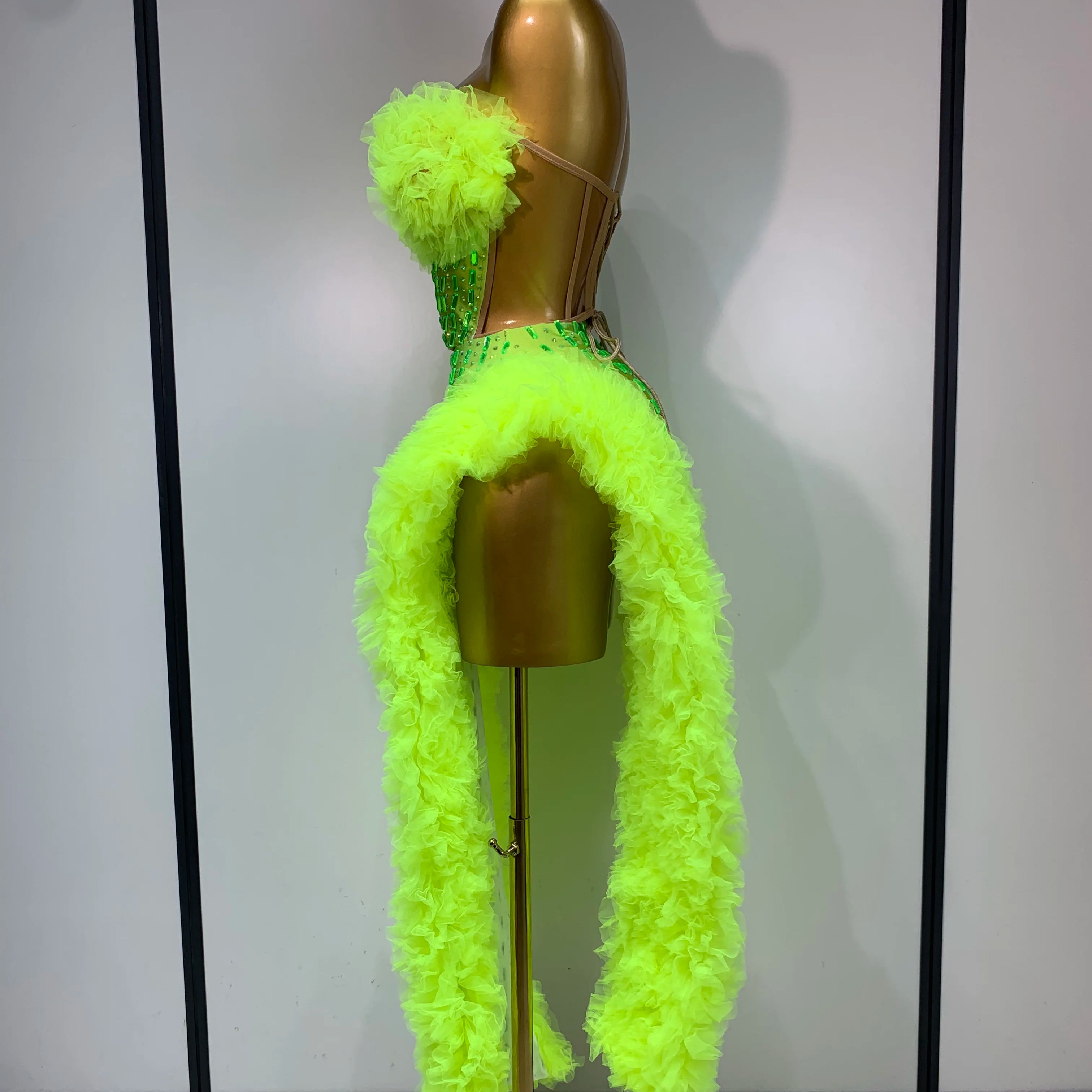 Women Sparkly Rhinestone Sexy Strapless Tops Skirt Two Piece Set Celebrate Evening Party Luxury Birthday Nightclub Stage Outfit